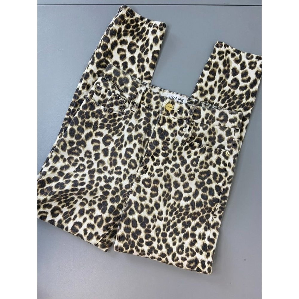 FRAME denim women's 27 Ali high rise‎ cigarette animal print jeans